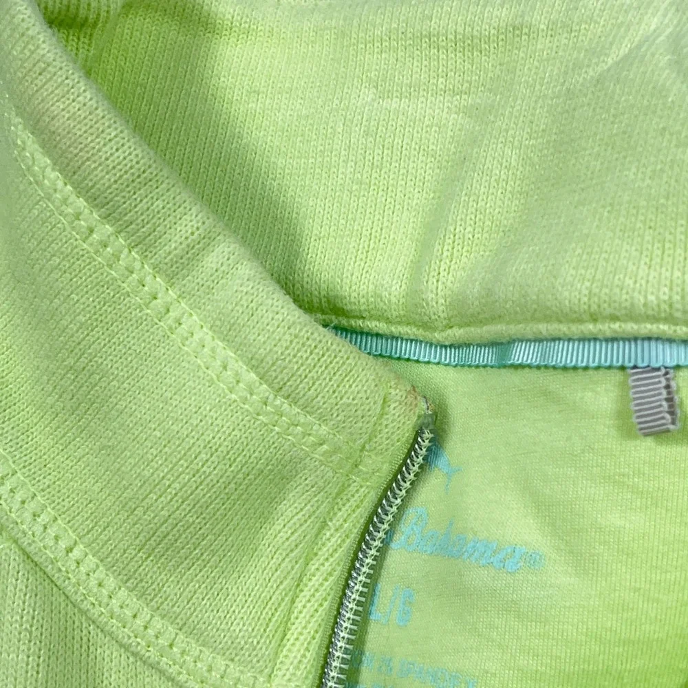 Tommy Bahama Sweater Women‎ Large Green Full Zip Jacket Relax Neon Marlin *